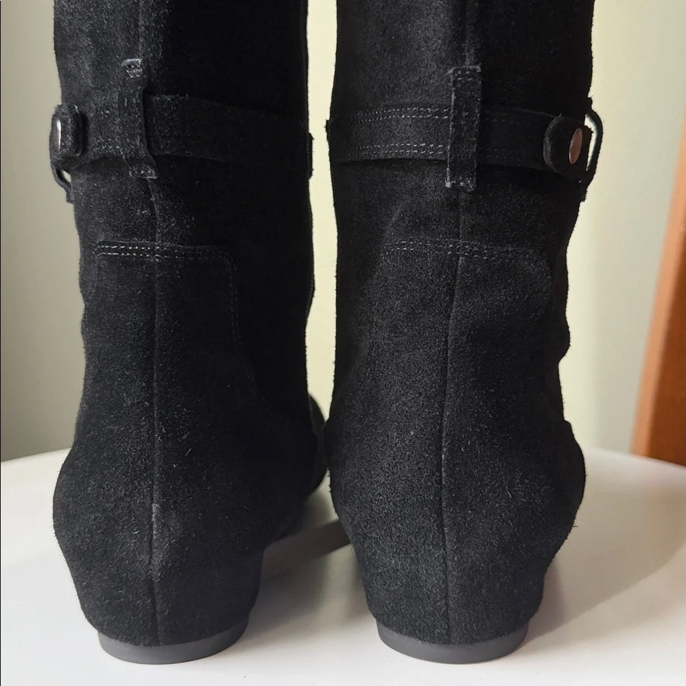 Via Spiga Suede Over the Knee Boots Decorative Strap Possible Fold Over 8.5 Flaw